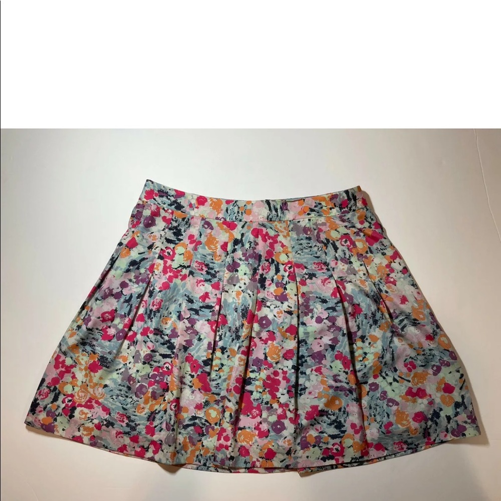 N W/O Tags J Crew Factory Pleat Floral Print Skirt Size 6 02556 Multi Color